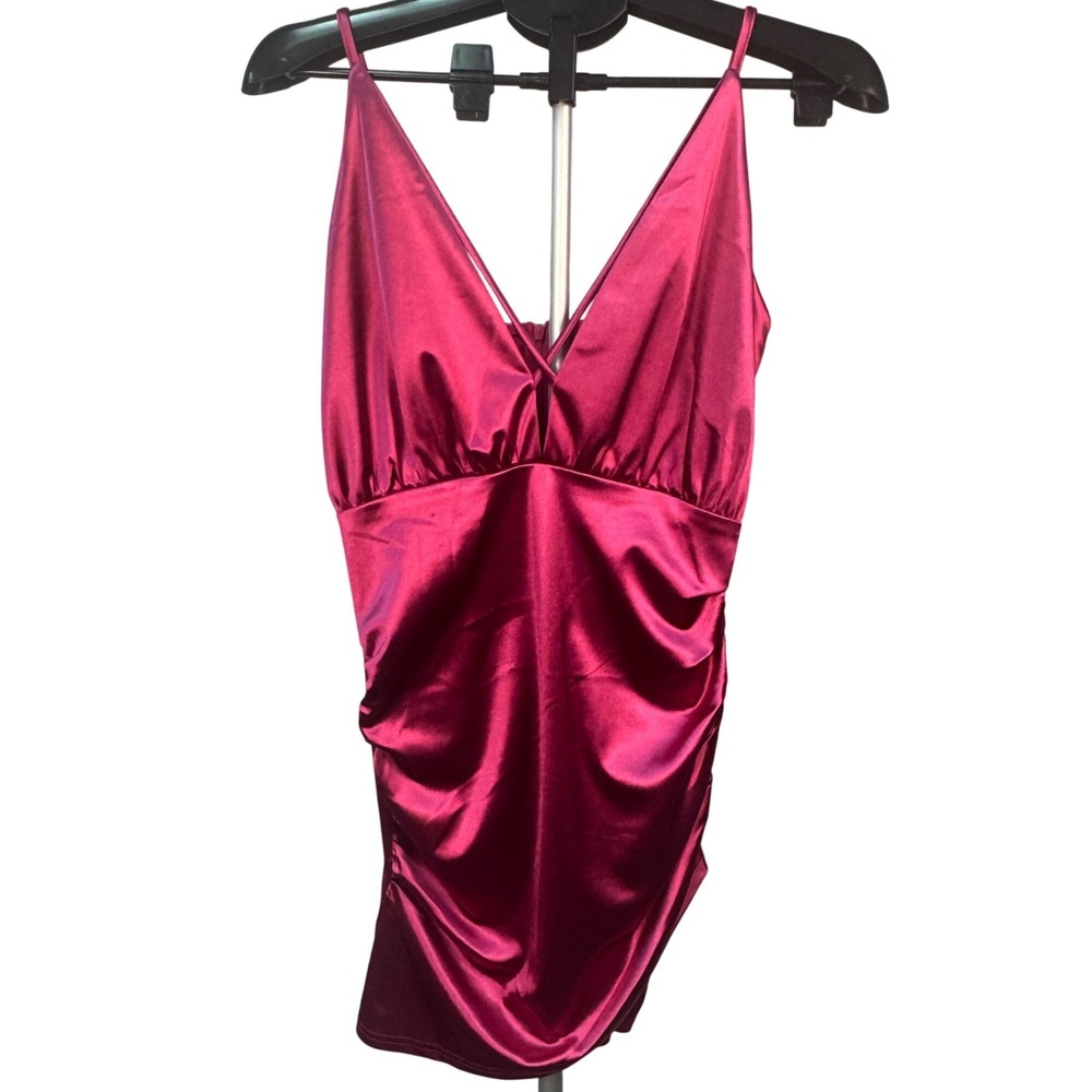 Double Crazy Mini Dress Women's Medium Bright‎ Pink Valentine's Day Sexy Bodycon